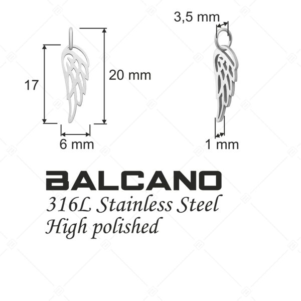 06ad1239-6e0a-4f11-8fd4-554fc5cec8ad Aurelia – Nemesacél angyalszárny alakú charm, magasfényű polírozással