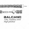 King’s Braid – Nemesacél kerek szemes királylánc, bizánci karkötő, magasfényű polírozással – 6 mm
