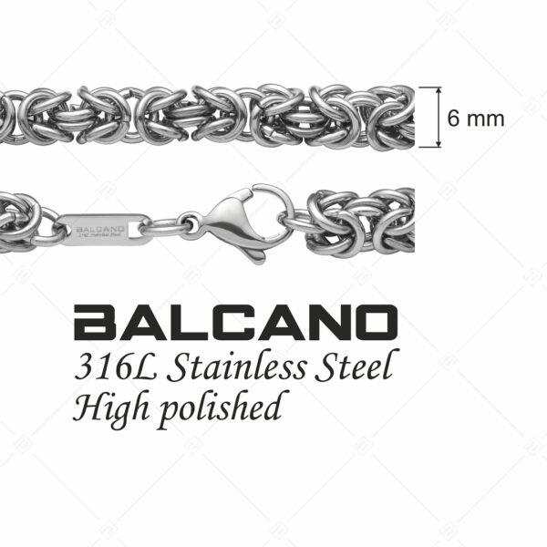 King’s Braid – Nemesacél kerek szemes királylánc, bizánci karkötő, magasfényű polírozással – 6 mm
