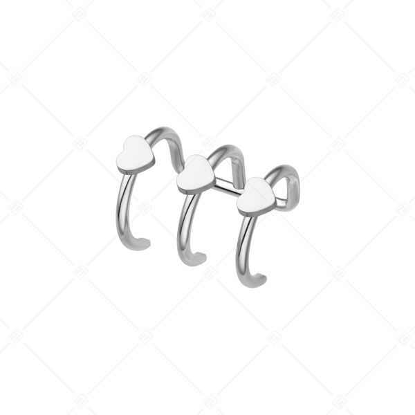 6c66d97e-dc27-420a-9eca-ed3152a913f9 (1) Toru – Tripla nemesacél fülgyűrű szívekkel és magasfényű polírozással