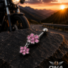 Bloom Bloom – Rózsaszín köves dupla virágos köldök piercing