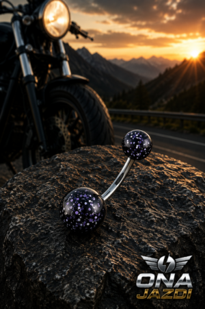 Eclipse – Köldök piercing fekete csillámos golyóval
