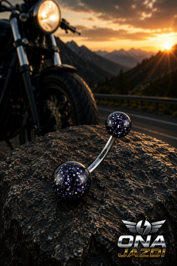 Eclipse – Köldök piercing fekete csillámos golyóval