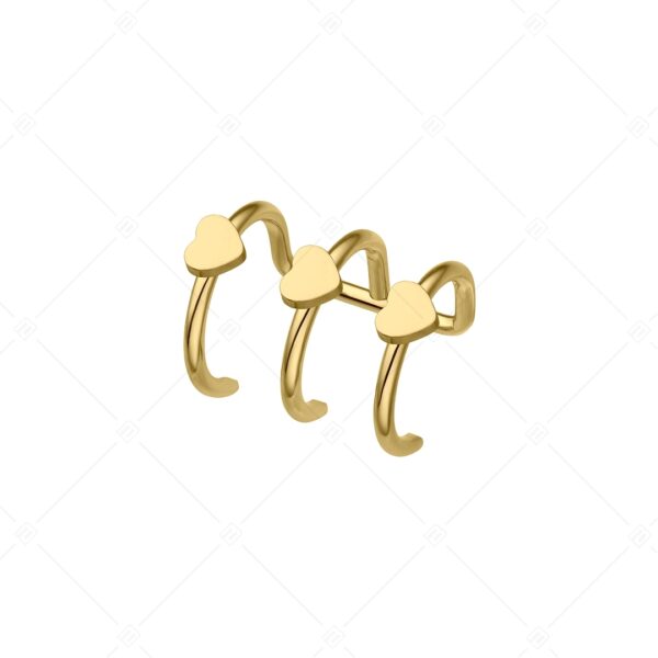 b08f01f4-0d00-4ea6-99b7-49c8b1b83845 (1) Toru – Tripla nemesacél fülgyűrű szívekkel és 18K arany bevonattal