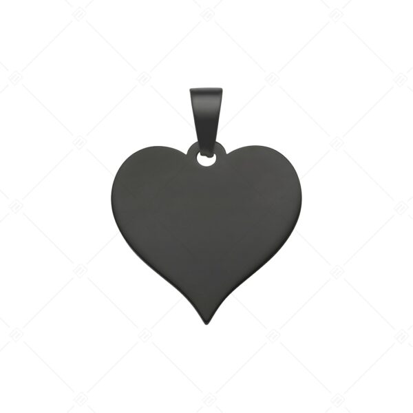 Heart – Szív alakú gravírozható nemesacél medál fekete PVD bevonattal