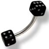 Dice – Fekete dobókocka végű szemöldök ékszer