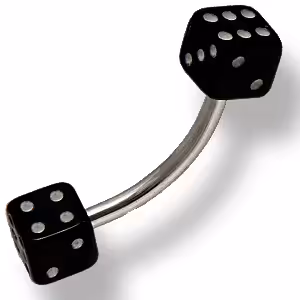 Dice – Fekete dobókocka végű szemöldök ékszer