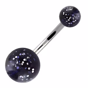 Eclipse – Köldök piercing fekete csillámos golyóval