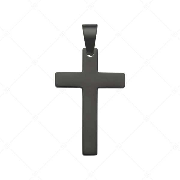 Vigil – Gravírozható sima kereszt medál fekete PVD bevonattal